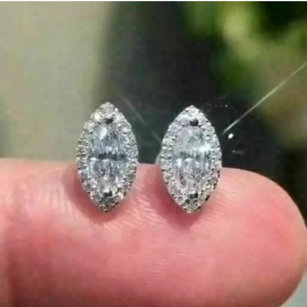 New silver cz post earrings